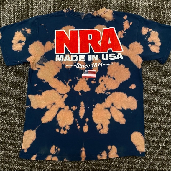 Vintage 2000s Nation Rifle Association NRA USA Bleach Tiedye Tshirt Size Large - Picture 4 of 7